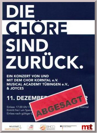CORONA-ABSAGE: Support-Konzert für den Chor Korntal @ Großer Saal der Brüdergemeinde Korntal | Korntal-Münchingen | Baden-Württemberg | Deutschland
